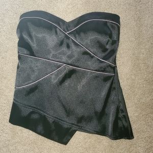 Strapless top, side zipper, black